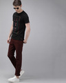 Shop Printed Men Round Neck Black T-Shirt-Full