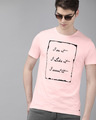 Shop Printed Men Round Neck Pink T-Shirt-Front