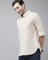 Shop Men's Beige Striped Slim Fit Casual Shirt-Design
