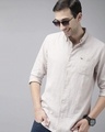 Shop Men's Beige Striped Linen Shirt-Design