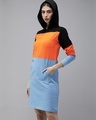 Shop Blue And Orange Colourblocked Knitted T Shirt Dress-Design