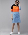 Shop Blue And Orange Colourblocked Knitted T Shirt Dress