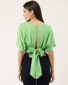 Shop Casual Half Sleeve Solid Women Green Top-Design
