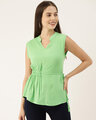 Shop Casual Sleeveless Solid Women's Green Top-Front