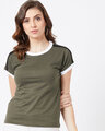 Shop Solid Women Round Neck Green T Shirt-Front