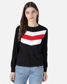 Shop Striped Women's Round Neck Denim T-shirt-Front