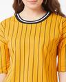 Shop Striped Women's Round Neck Yellow T-shirt