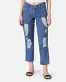 Shop Women's Blue Color 4 Pocket Mid Rise Jeans-Front