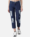 Shop Women's Blue Dark Wash 4 Pocket Mid Rise Jeans-Front