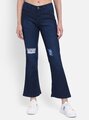 Shop Women's Dark Blue Medium Wash 5 Pocket Mid Rise Jeans-Front