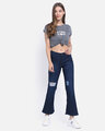 Shop Women's Dark Blue Medium Wash 5 Pocket Mid Rise Jeans-Full