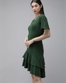 Shop Women's Green knitted A-line dress-Design