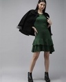 Shop Women's Green knitted A-line dress