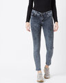 Shop Women's Grey Medium Wash 5 Pocket Mid Rise Jeans-Front