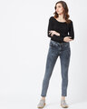 Shop Women's Grey Medium Wash 5 Pocket Mid Rise Jeans-Full
