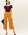 Shop Women's Mustard Yellow High-rise Cropped Parallel Trousers