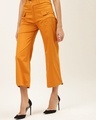 Shop Women's Mustard Yellow High-rise Cropped Parallel Trousers-Design