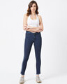 Shop Women's Navy Blue Medium Wash 5 Pocket Mid Rise Jeans-Full
