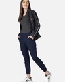 Shop Women's Navy Blue Cropped Cargo Joggers And Slip On Closure