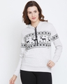 Shop Reindeer Print Xmas Special Hoodie in White-Front