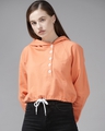 Shop Peach Cropped Hoodie with Buttons-Front