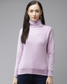 Shop Turtleneck Sweatshirt in Purple-Front
