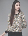 Shop Women's White Cheetah Print Fleece Sweatshirt-Front