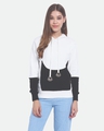 Shop Women's White Colorblocked Moo Ears Inspired Hoodie-Front
