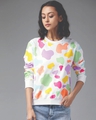 Shop Women's White Patch Of Colors Fleece Sweatshirt-Front