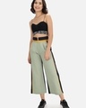 Shop Women Sea Green And Navy Blue Knitted Parallel Trousers