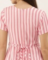 Shop Women White And Peach Coloured Striped Woven A Line Dress-Full