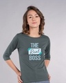 Shop The real boss Round Neck 3/4th Sleeve T-Shirt-Front