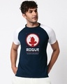 Shop The Rogue Ninja Half Sleeve Raglan T-Shirt Navy Blue-White-Front