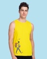 Shop Men's Yellow The Traveller Graphic Printed Vest-Front