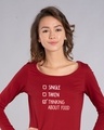 Shop Thinking About Food Scoop Neck Full Sleeve T-Shirt-Front