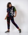 Shop Tie-dye Women T-shirt & Jogger Black Neon Rainbow Coord Set-Design