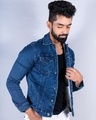 Shop Men's Blue Relaxed Fit Denim Jacket-Design