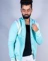 Shop Men's Blue Striped Relaxed Fit Jacket-Front