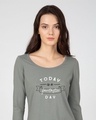 Shop Today Is A Fantastic Day Scoop Neck Full Sleeve T-Shirt-Front