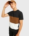 Shop Men's Brown & Black Color Block T-shirt-Front