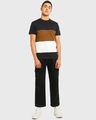 Shop Men's Brown & Black Color Block T-shirt-Full