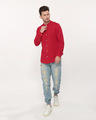 Shop Tokyo Red Mandarin Collar Full Sleeve Pique Shirt-Full