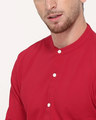 Shop Tokyo Red Mandarin Collar Full Sleeve Pique Shirt