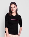 Shop Too Close Round Neck 3/4 Sleeve T-Shirt Black-Front