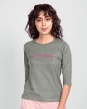 Shop Too Close Round Neck 3/4 Sleeve T-Shirt Meteor Grey-Front
