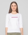 Shop Too Close Round Neck 3/4 Sleeve T-Shirt White-Front