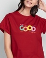 Shop Too Good for you Boyfriend T-Shirt Bold Red-Front