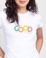 Shop Too Good for you Half Sleeve Printed T-Shirt White -Front