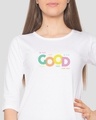 Shop Too Good for you Round Neck 3/4 Sleeve T-Shirt White-Front
