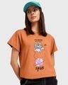 Shop Women's Orange Totally Koalified Graphic Printed Boyfriend T-shirt-Front